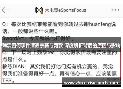 魏震因何事件遭遇禁赛与罚款 深度解析背后的原因与影响